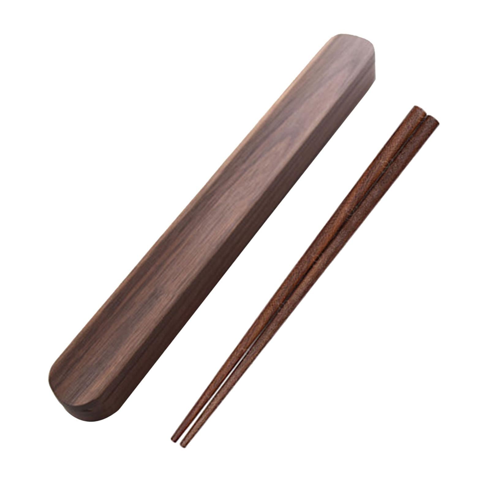 Portable Outdoor Walnut Solid Wood Chopsticks with Box Case concave 25cm