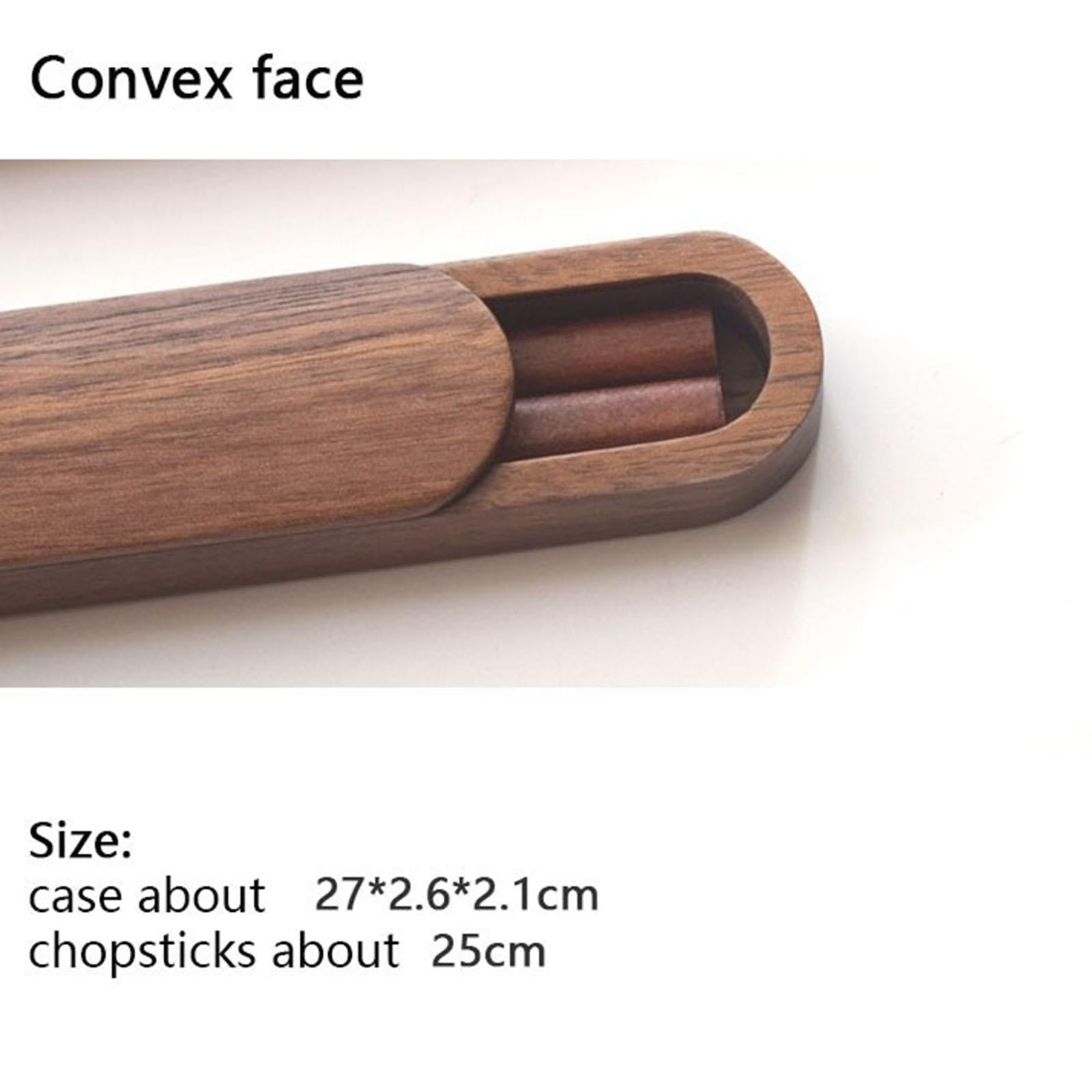 Portable Outdoor Walnut Solid Wood Chopsticks with Box Case convex 25cm