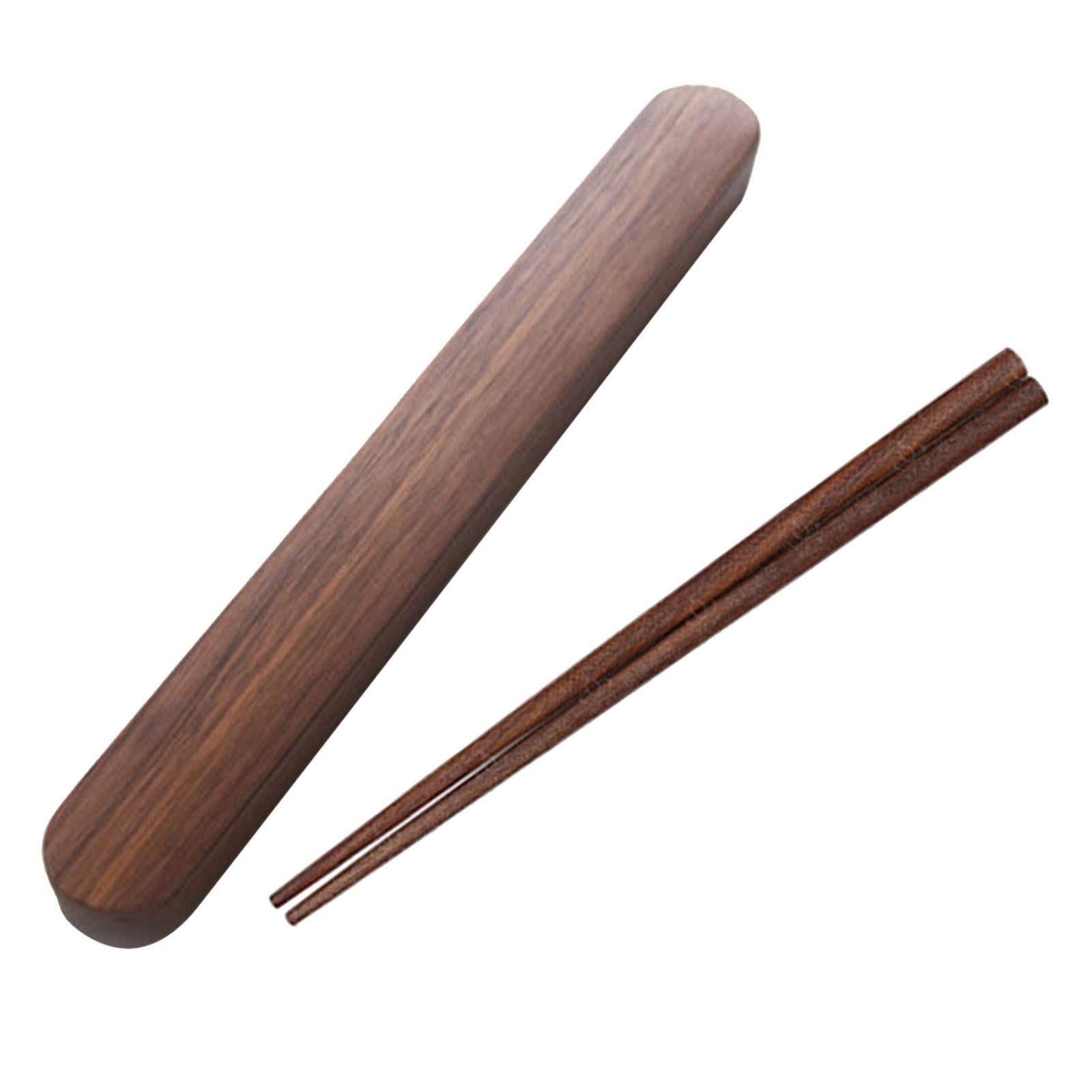 Portable Outdoor Walnut Solid Wood Chopsticks with Box Case convex 25cm