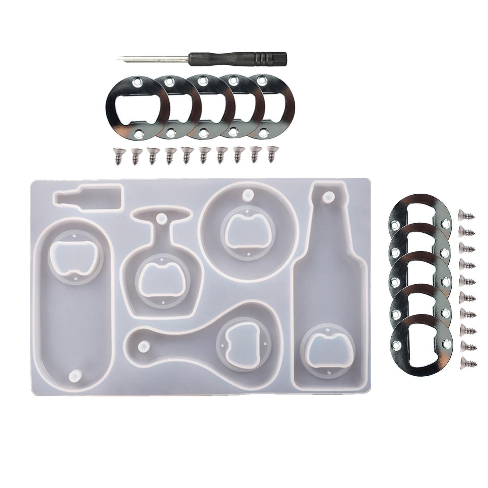 Corkscrew DIY Crystal Resin Epoxy Silicone Mold Beer Spanner Opener Set A
