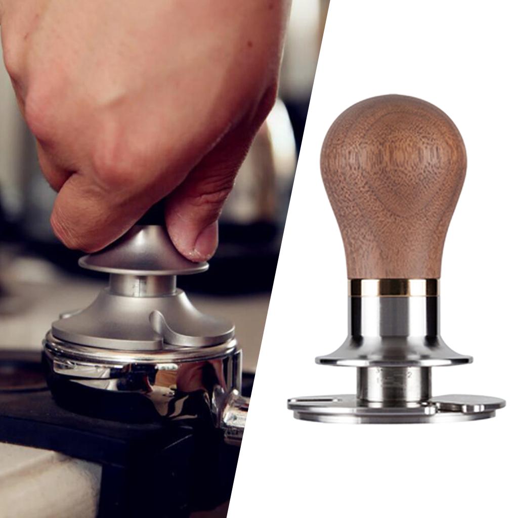 Coffee Espresso Tamper Flat 304 Stainless Steel Base Black Walnut