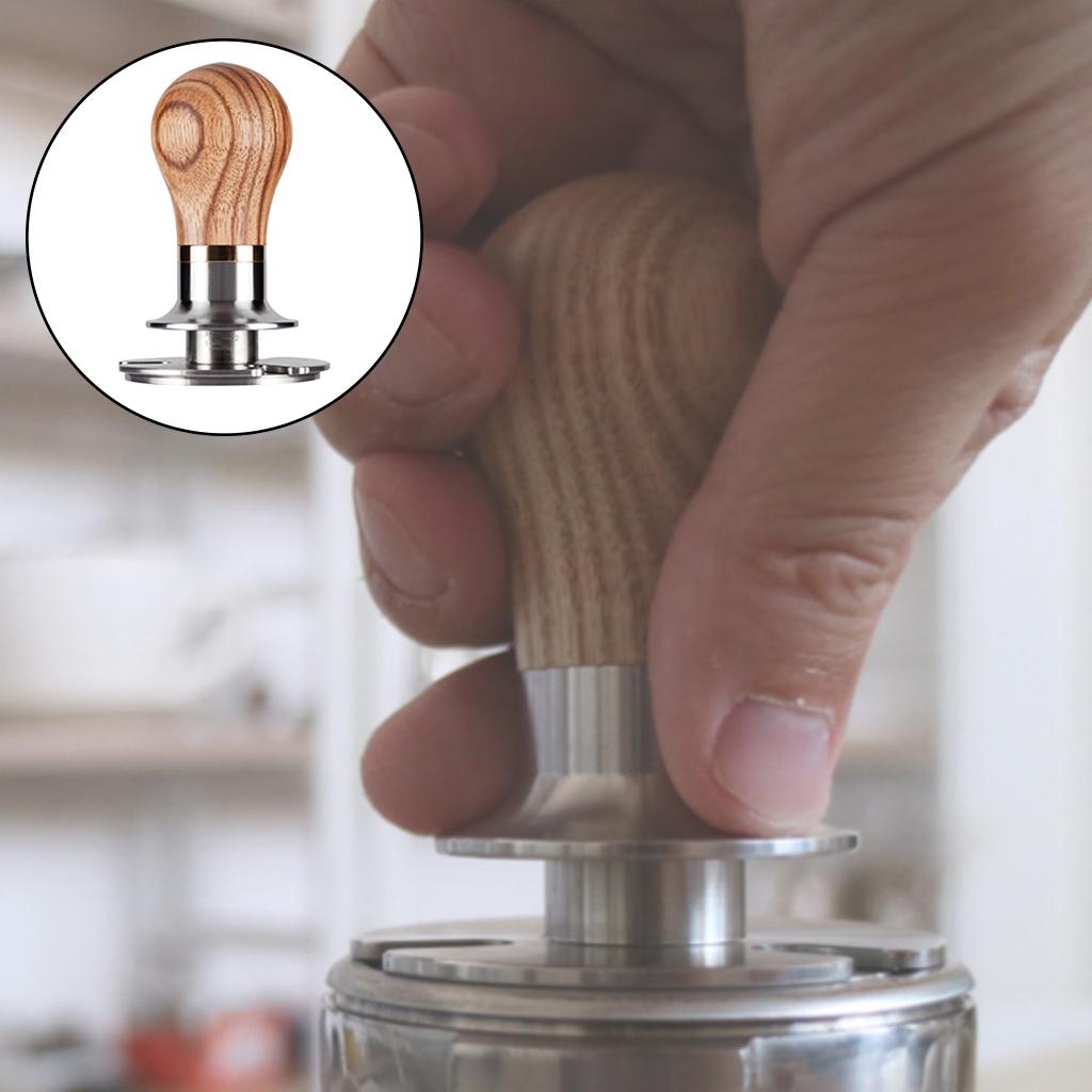 Coffee Espresso Tamper Flat 304 Stainless Steel Base Zebra Wood