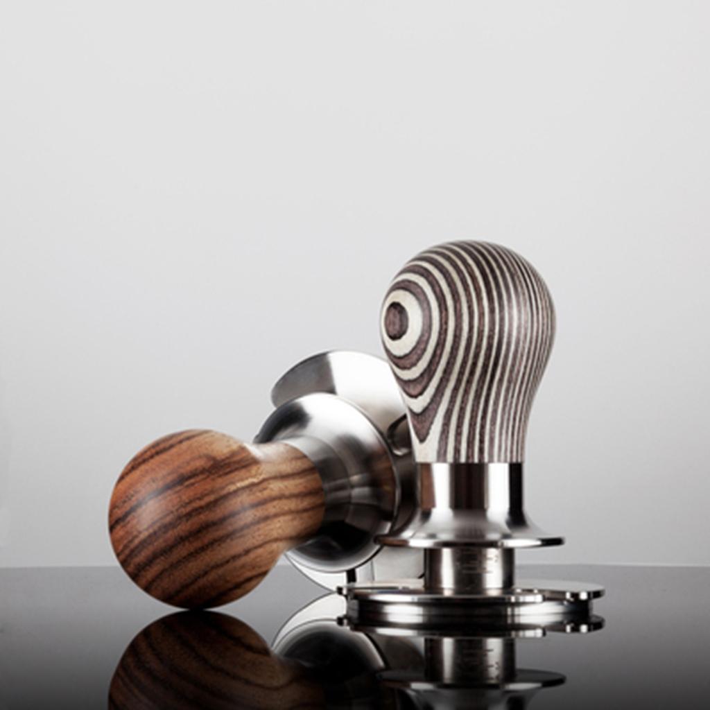 Coffee Espresso Tamper Flat 304 Stainless Steel Base Zebra Wood