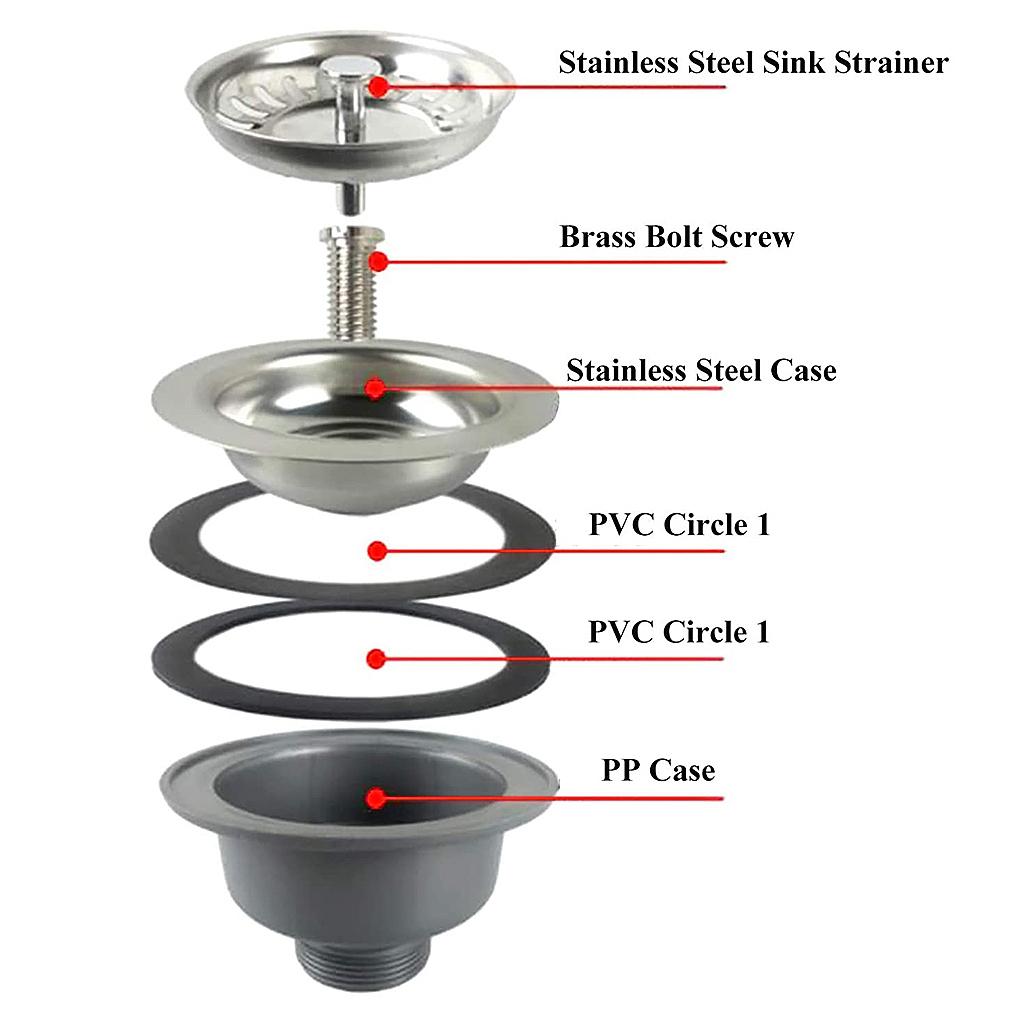 Stainless Steel Kitchen Sink Drain Strainer Anti-Clogging Waste Dia 114mm