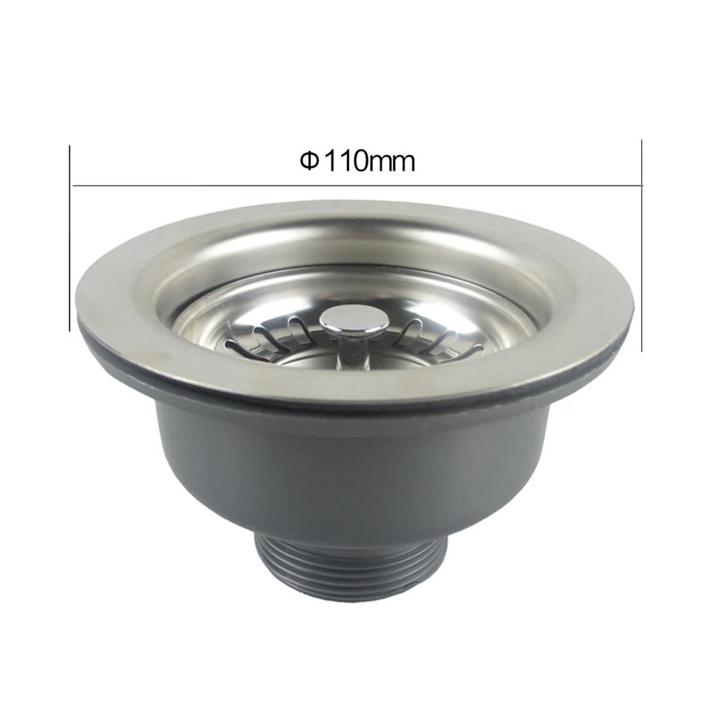 Stainless Steel Kitchen Sink Drain Strainer Anti-Clogging Waste Dia 114mm