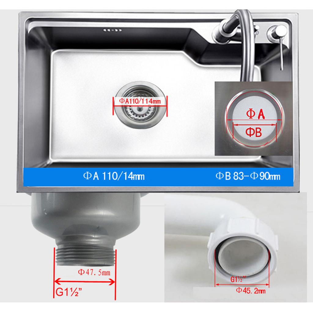 Stainless Steel Kitchen Sink Drain Strainer Anti-Clogging Waste Dia 114mm