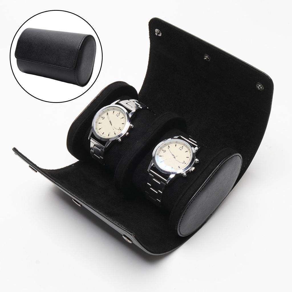 Watch Travel Case PU Leather Soft Bracket Gifts fr Holding Wristwatch Black