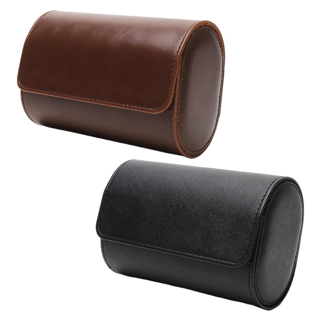 Watch Travel Case PU Leather Soft Bracket Gifts fr Holding Wristwatch Black
