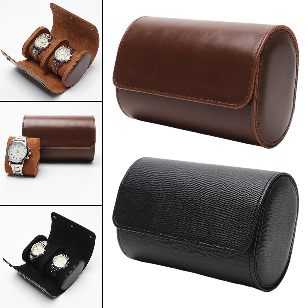 Watch Travel Case PU Leather Soft Bracket Gifts fr Holding Wristwatch Black