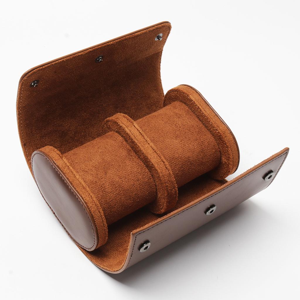 Watch Travel Case PU Leather Soft Bracket Gifts fr Holding Wristwatch Brown