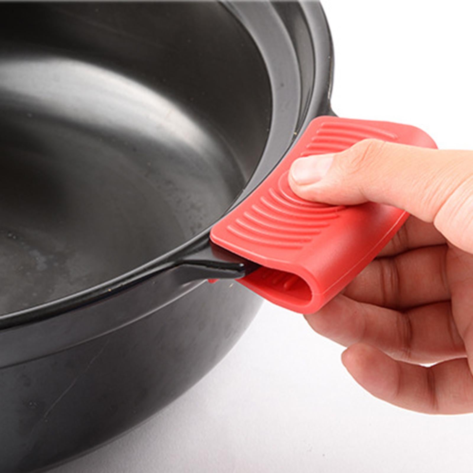 5pcs/set Non Slip Silicone Hot Handle Holder Parts for Skillets Griddles red