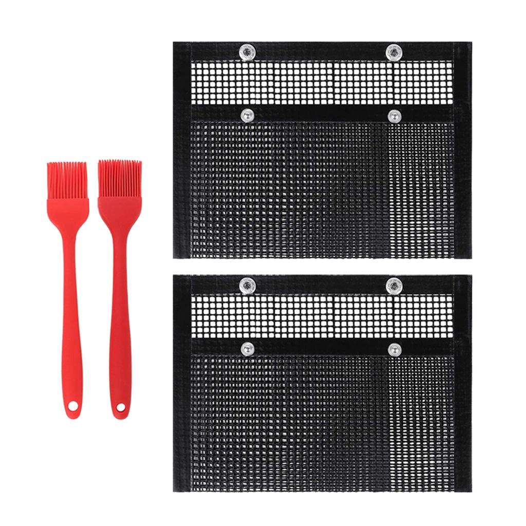 Non-Stick BBQ Mesh Grill Bags Grilling Pouches Barbecue Bag Camping BBQ 2pcs small