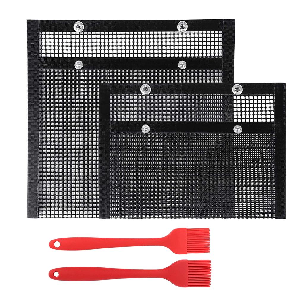Non-Stick BBQ Mesh Grill Bags Grilling Pouches Barbecue Bag Camping BBQ 1pc large 1pc small