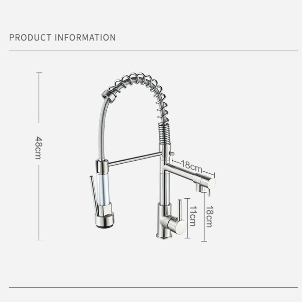 Sink Mixer Tap Single Hole Kitchen Faucet Pull Out Sprayer Silver