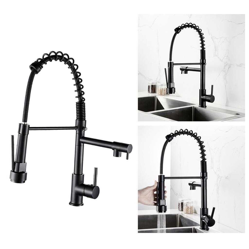 Sink Mixer Tap Single Hole Kitchen Faucet Pull Out Sprayer Black