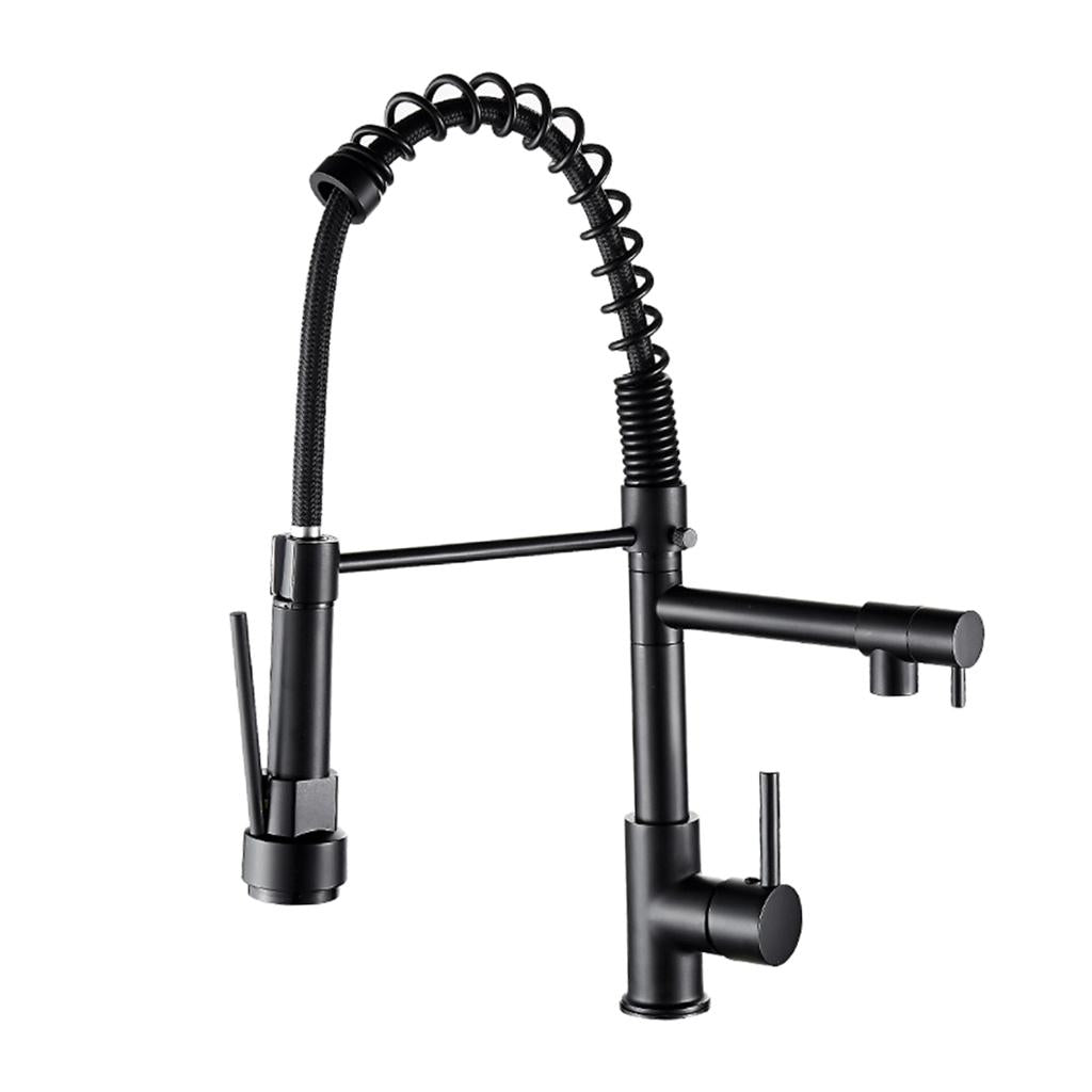 Sink Mixer Tap Single Hole Kitchen Faucet Pull Out Sprayer Black