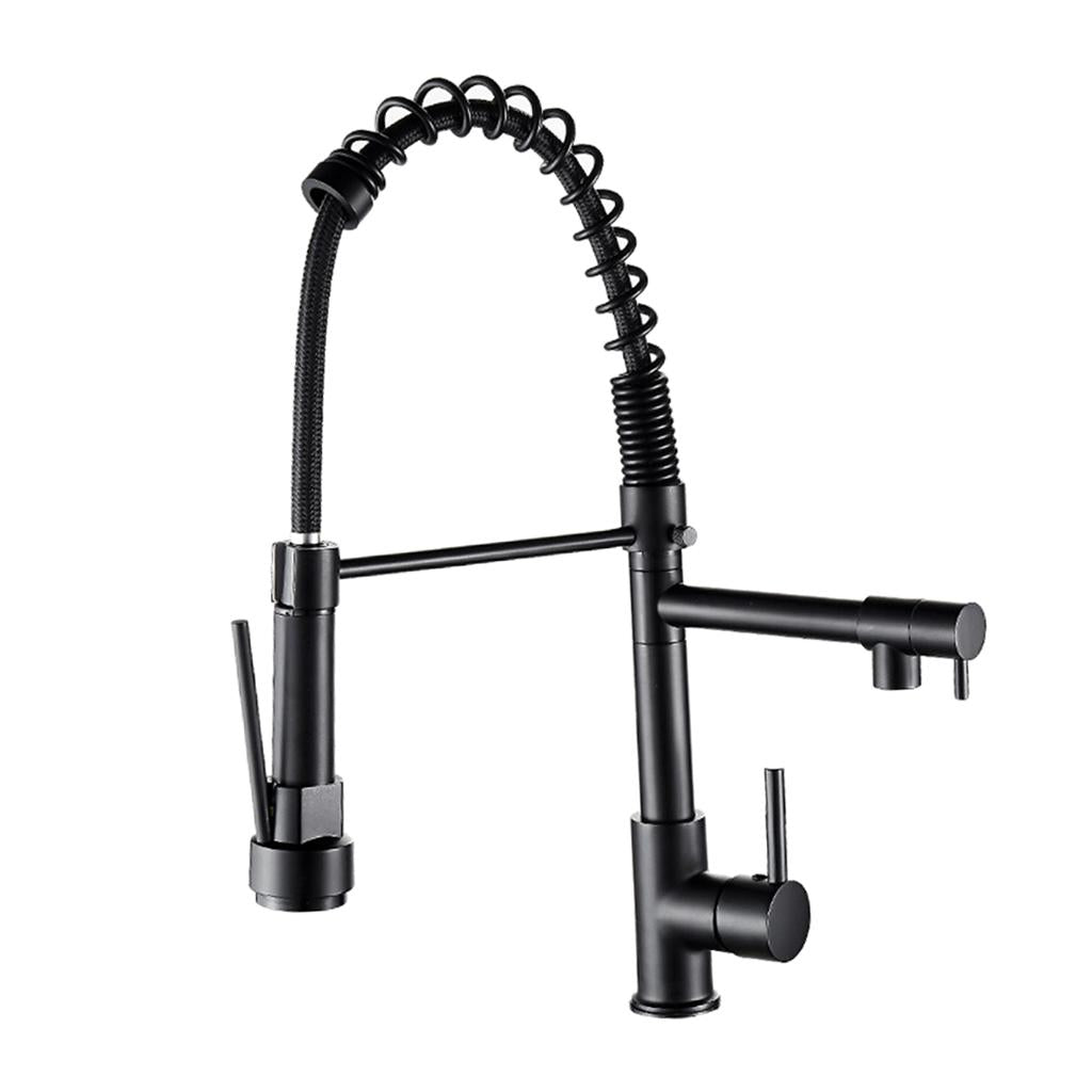 Sink Mixer Tap Single Hole Kitchen Faucet Pull Out Sprayer Black