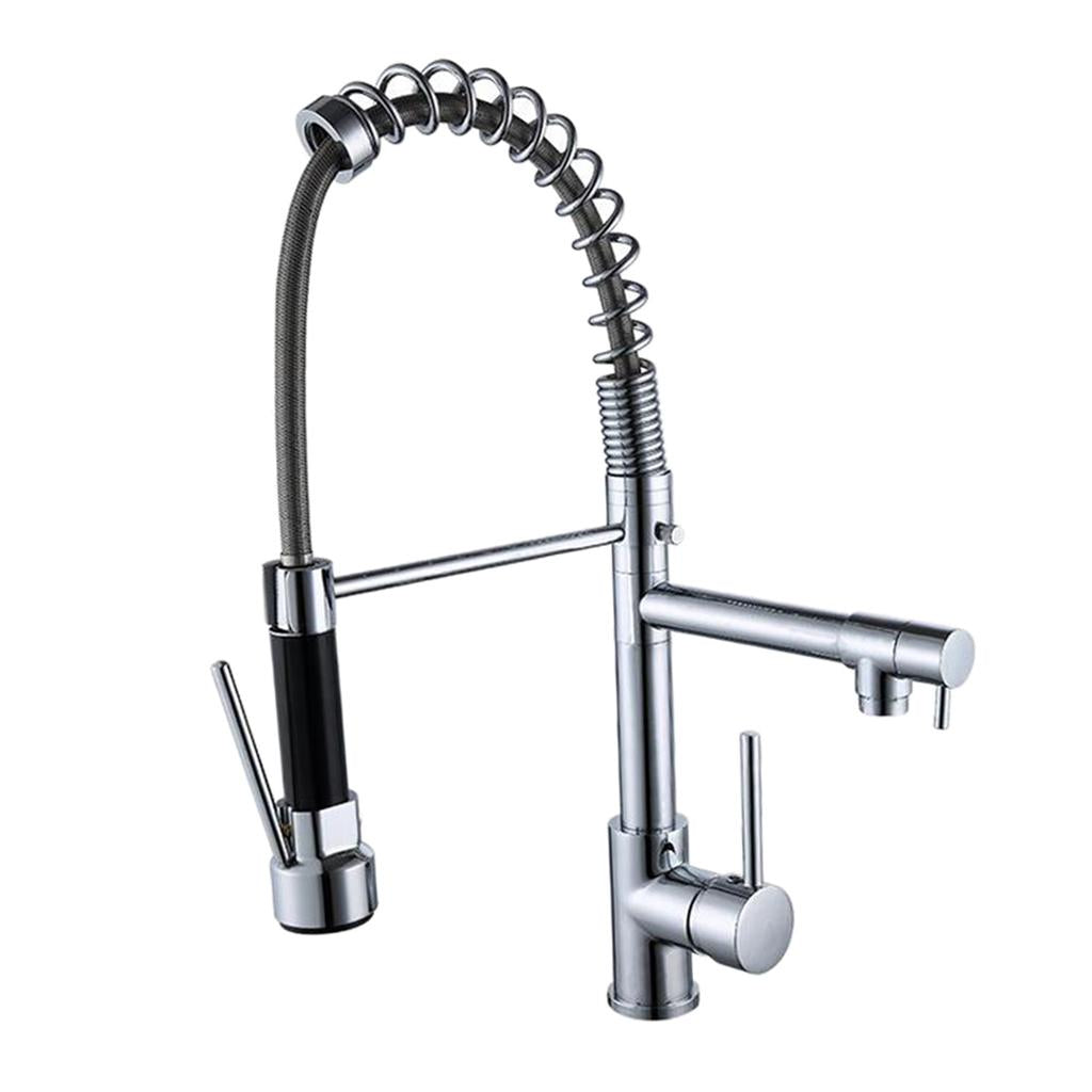 Sink Mixer Tap Single Hole Kitchen Faucet Pull Out Sprayer Electroplated