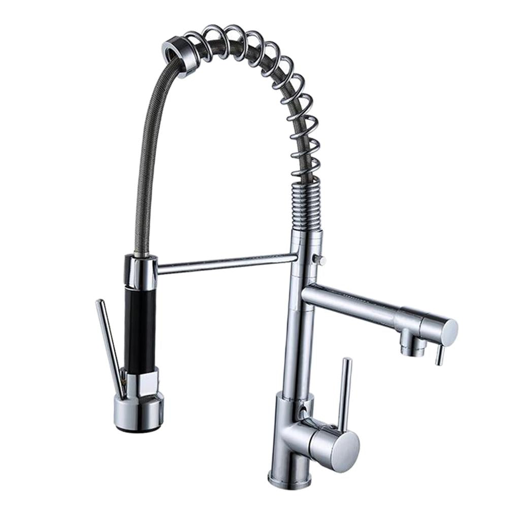 Sink Mixer Tap Single Hole Kitchen Faucet Pull Out Sprayer Electroplated