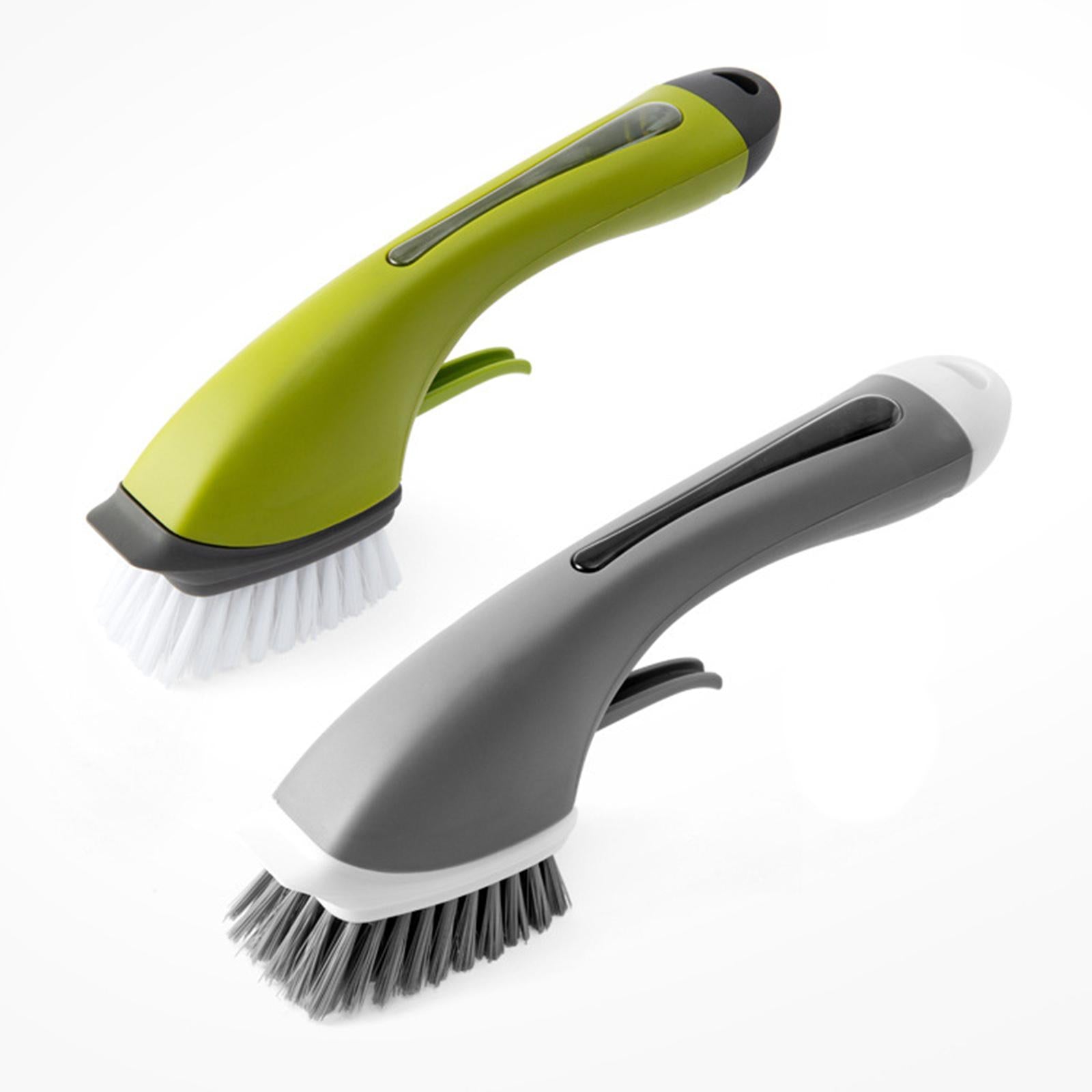 Refillable Soap Dispensing Dish Brush for Pot Pan Skillet Cleaning Green