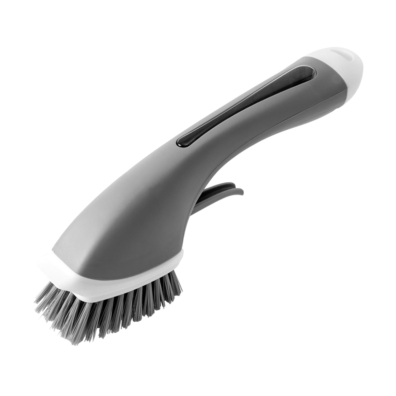 Refillable Soap Dispensing Dish Brush for Pot Pan Skillet Cleaning Gray