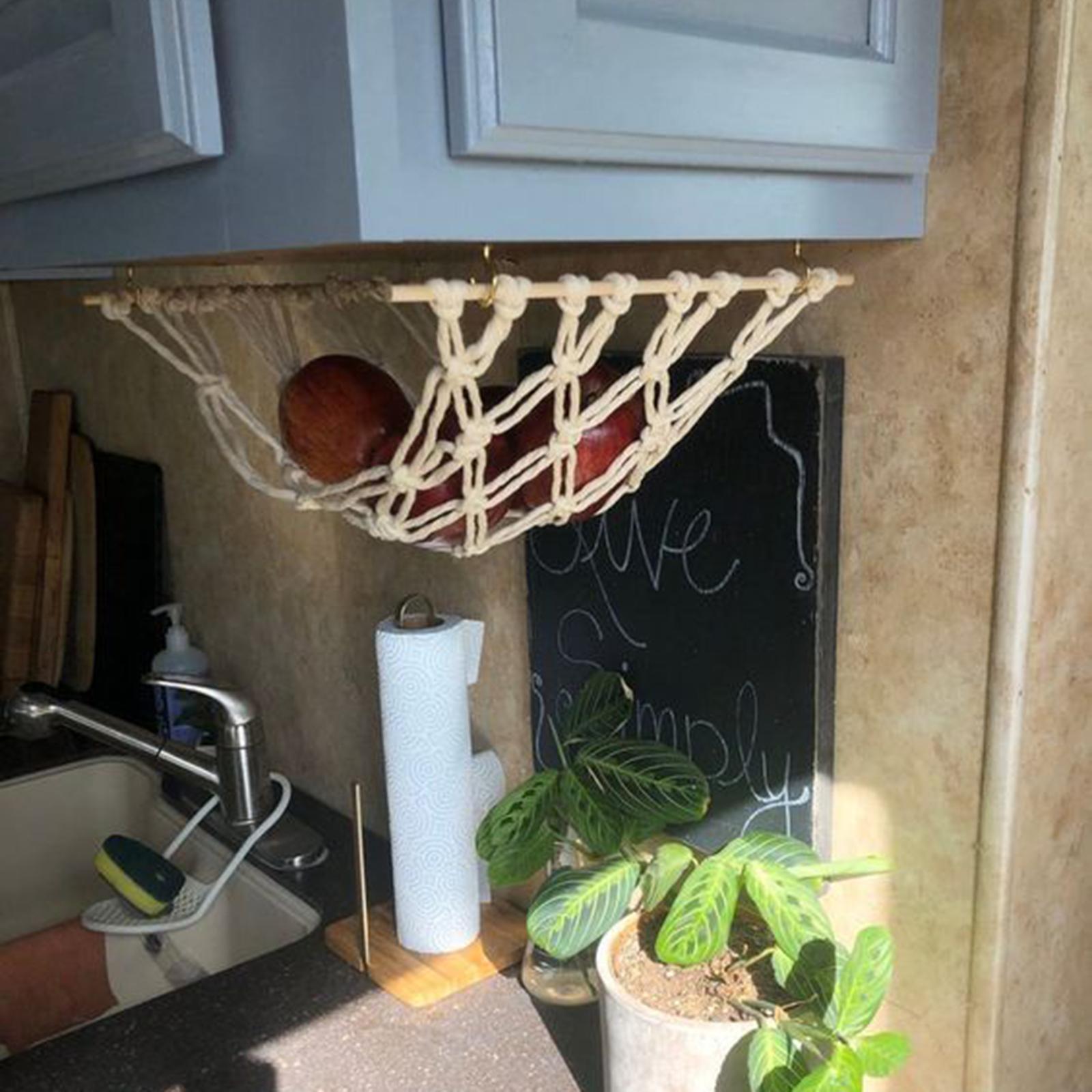 Macrame Fruit Vegetable Hammock Hanger Produce Storage Cabinet Hammock 30x50cm