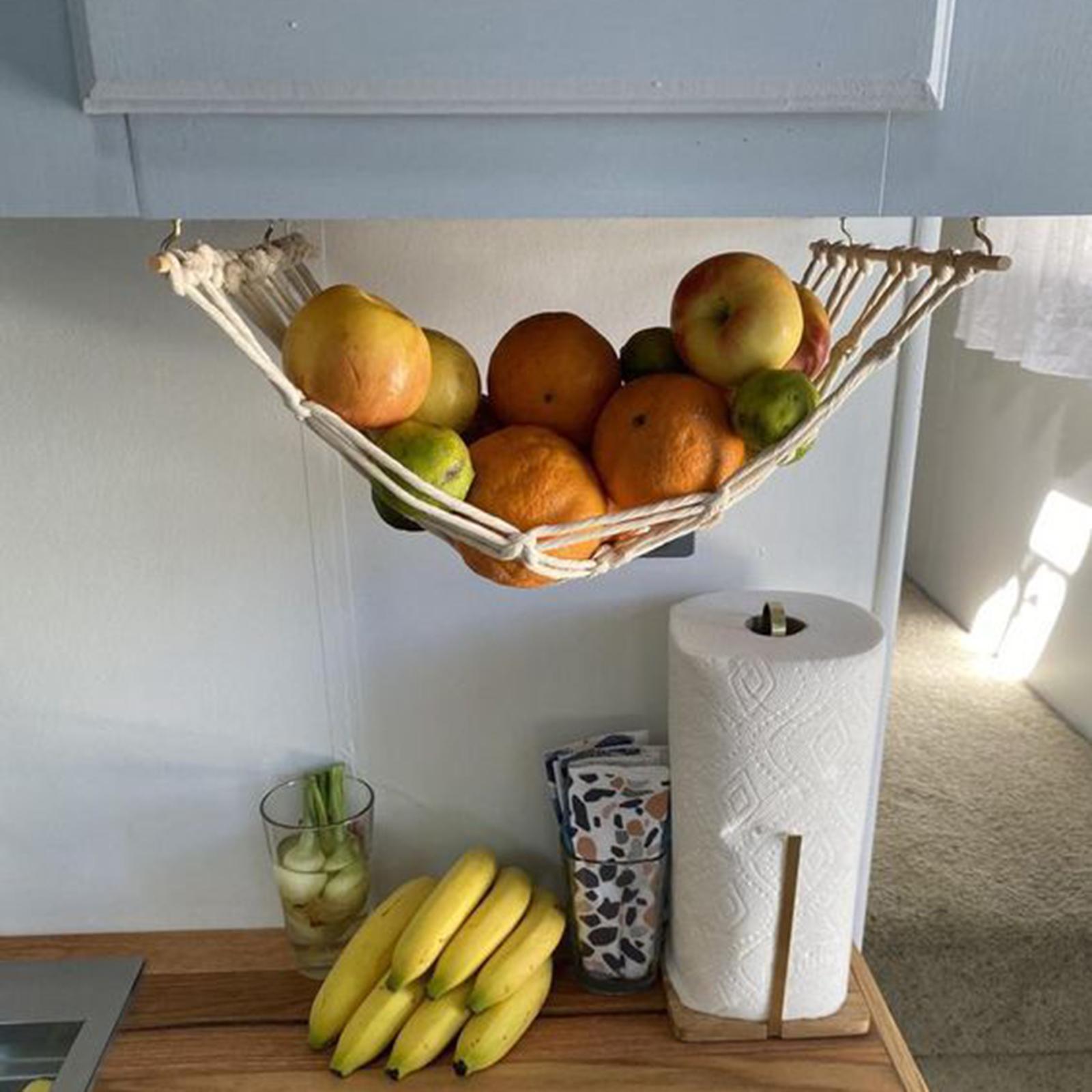 Macrame Fruit Vegetable Hammock Hanger Produce Storage Cabinet Hammock 30x50cm