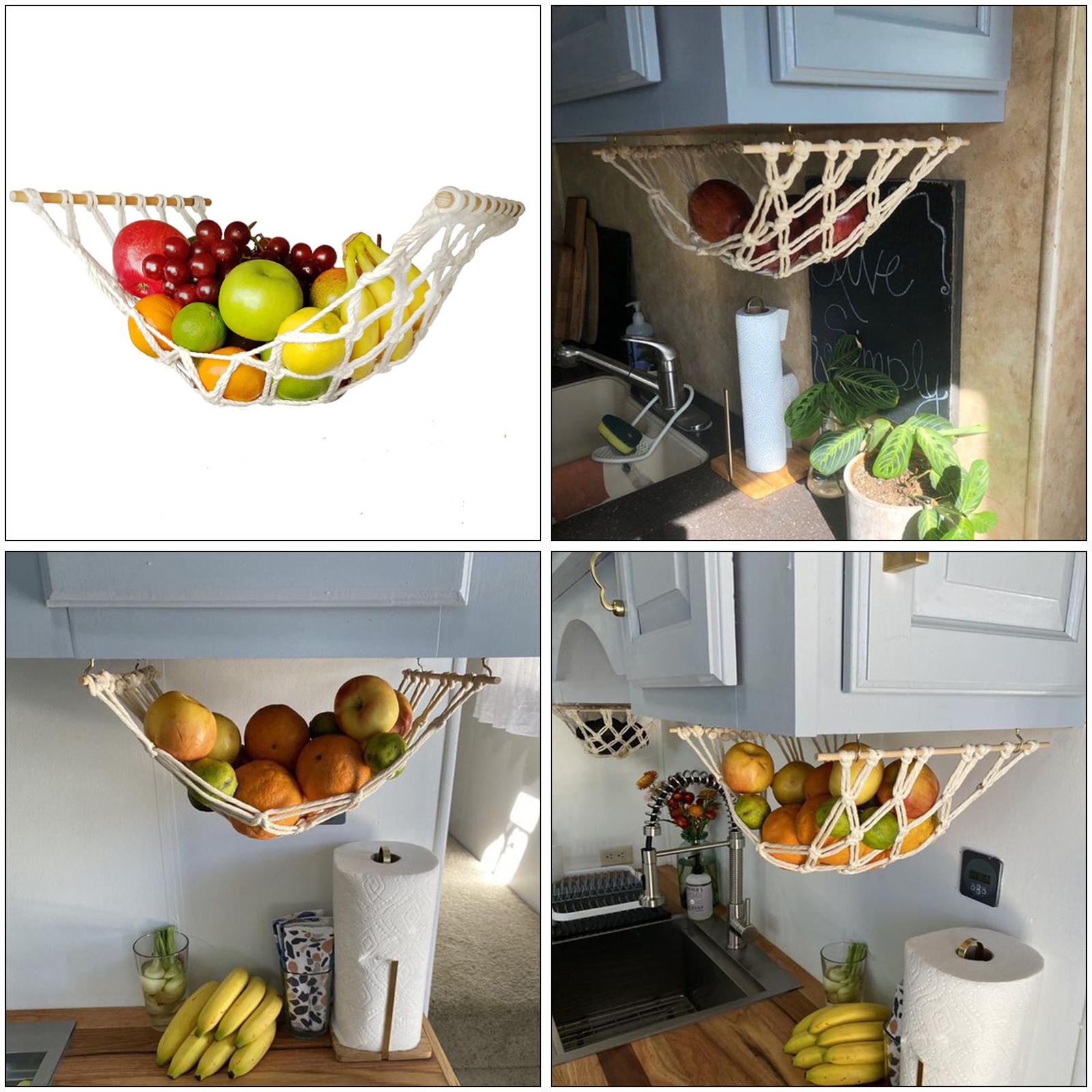 Macrame Fruit Vegetable Hammock Hanger Produce Storage Cabinet Hammock 30x50cm