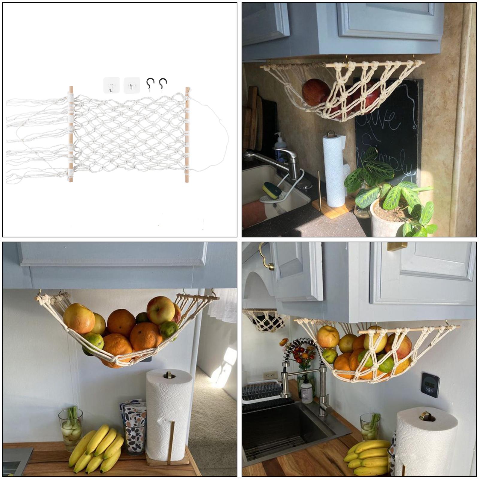 Macrame Fruit Vegetable Hammock Hanger Produce Storage Cabinet Hammock 35x50cm