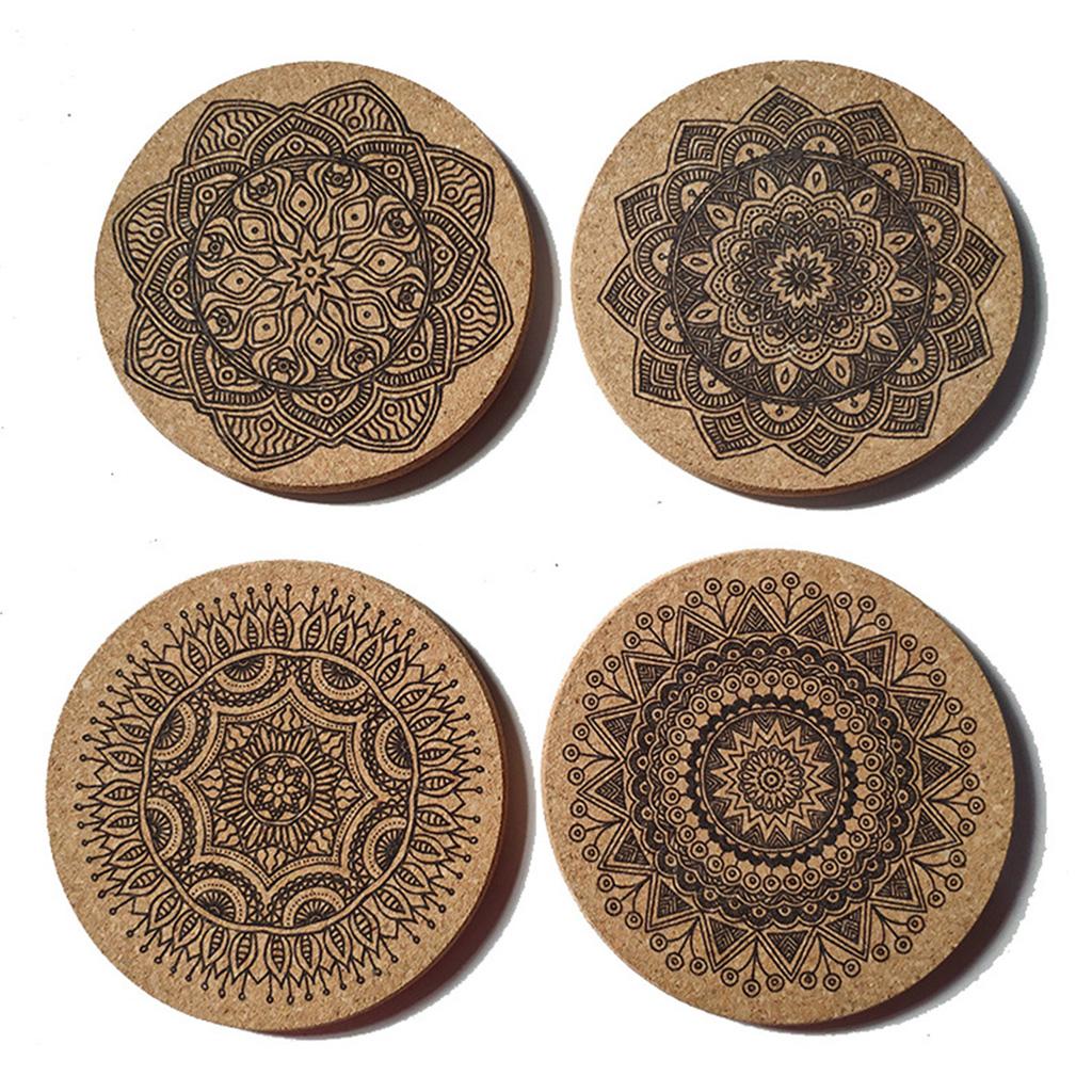 12Pieces Cork Coasters Drink Absorbent Coasters 4 Inches Reusable Cup Mat