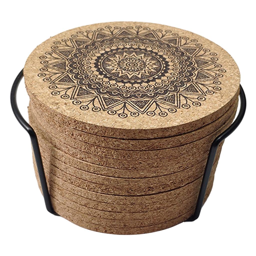 12Pieces Cork Coasters Drink Absorbent Coasters 4 Inches Reusable Cup Mat