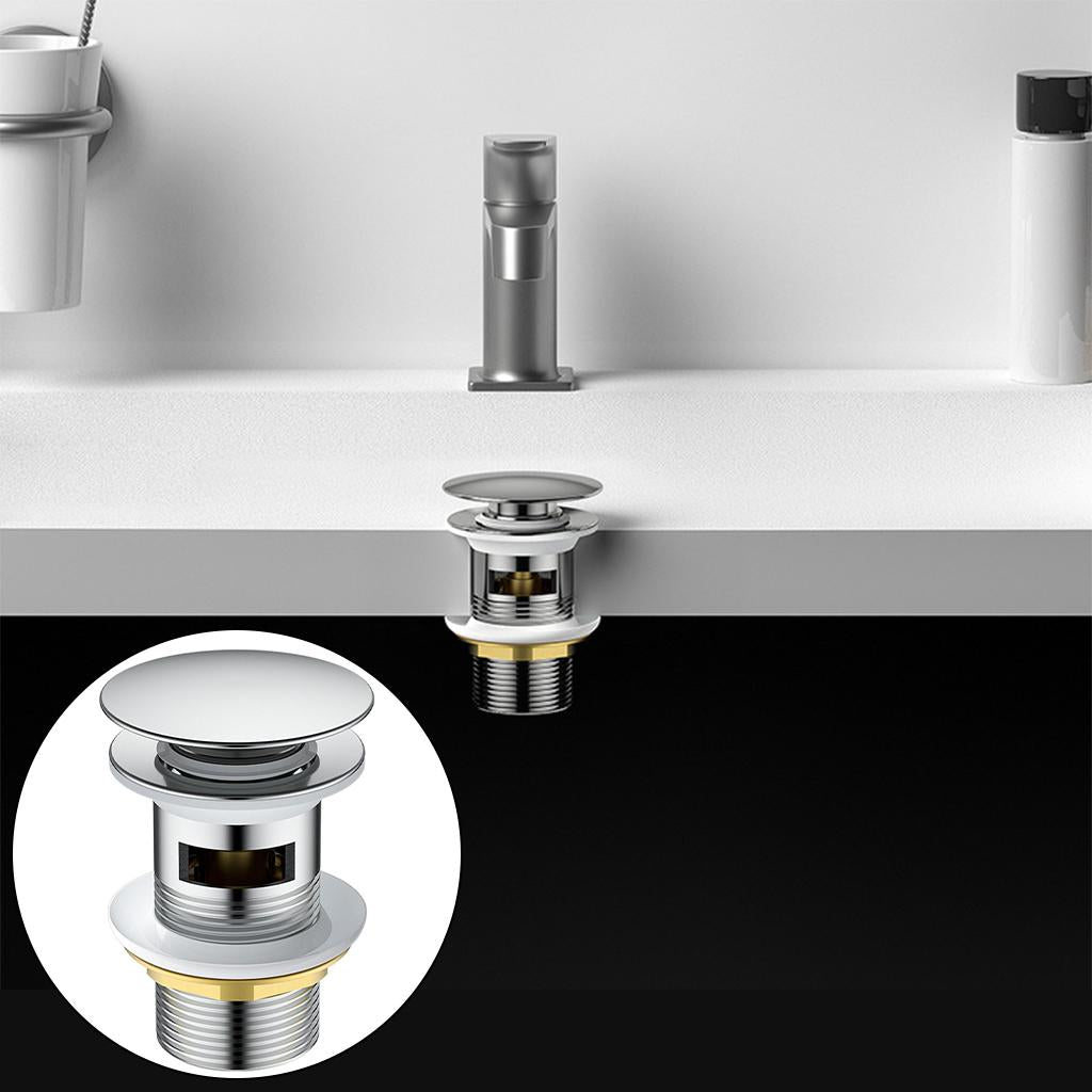 Bathroom Drain Sink Brass Stopper Plumbing Pipe Kit L with Overflow