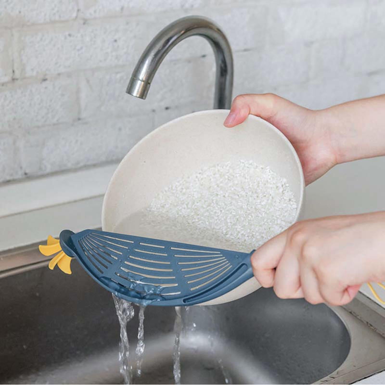 Practical Rice Washer Convenient Washer Drainer Colander Tool Hands-Free dark blue