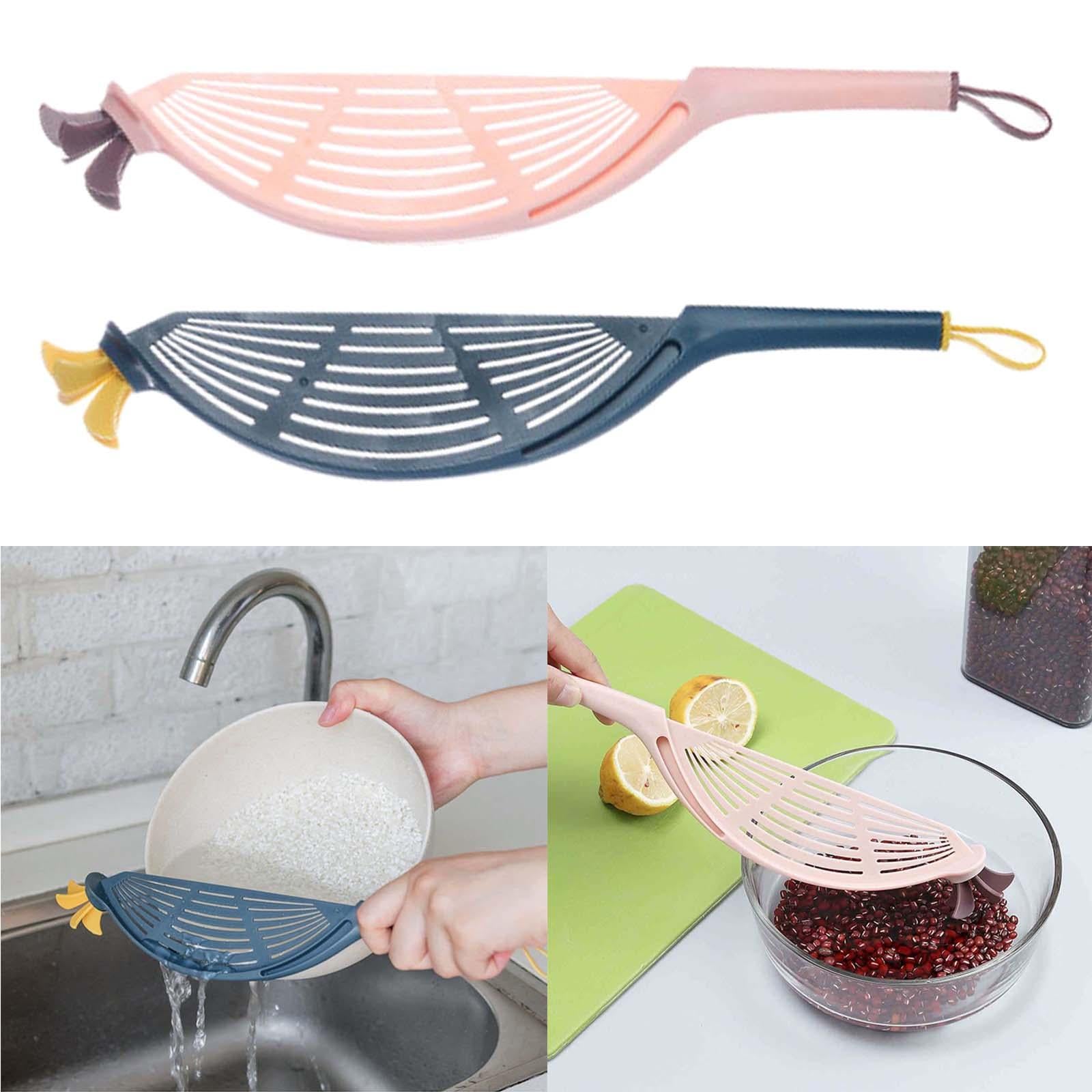 Practical Rice Washer Convenient Washer Drainer Colander Tool Hands-Free dark blue
