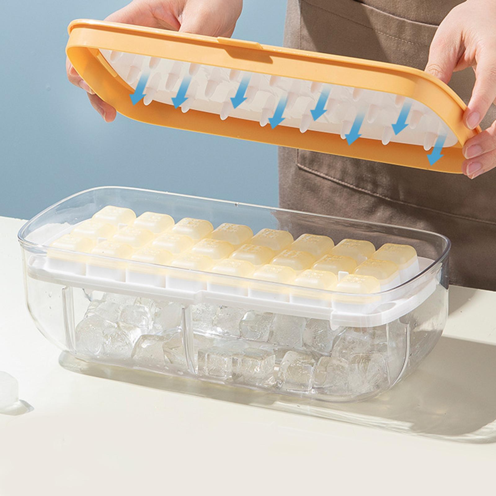 Kitchen 24 Lattice Ice Cube Tray Ice Maker for Freezer Release Mold Quickly Yellow
