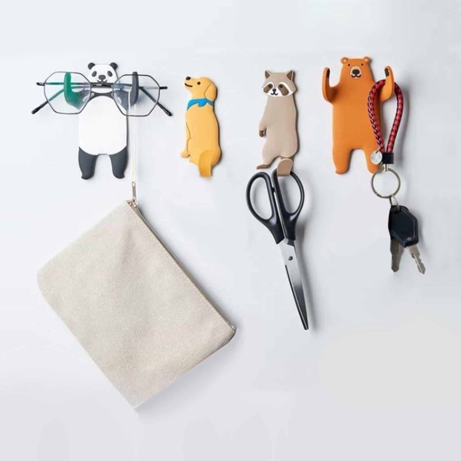 Adhesive Wall Hook Decorative Wall Hook for Kitchen Bathroom Black White Cat