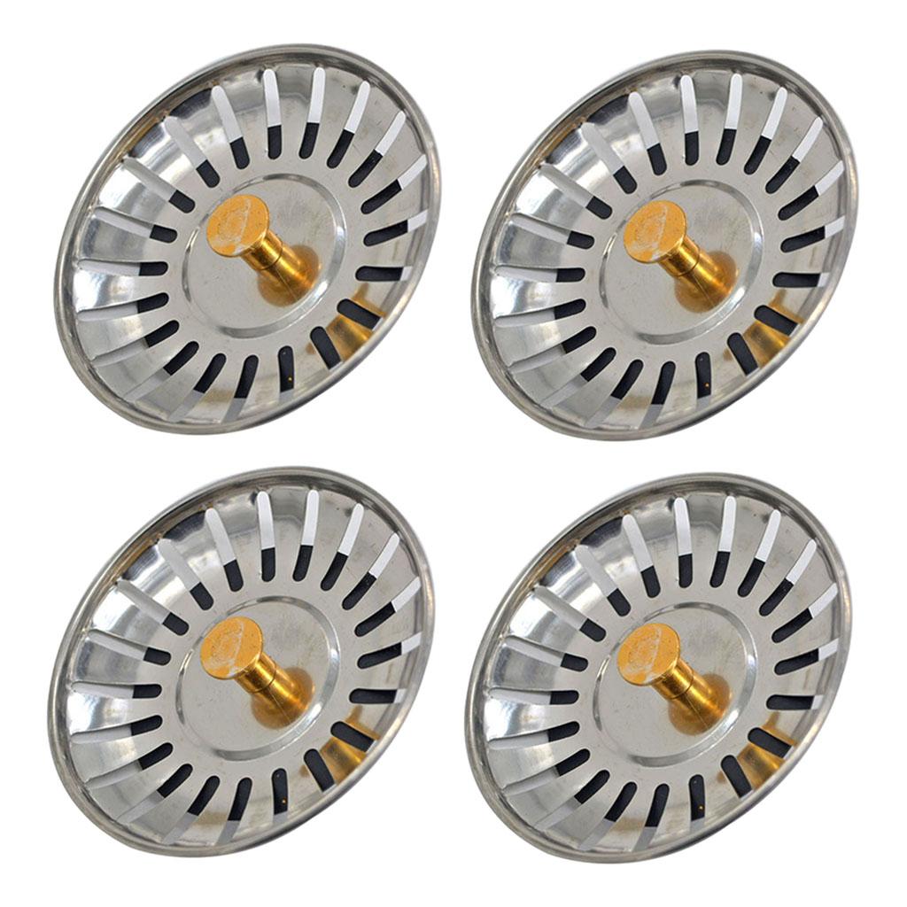 4Pack Stainless Steel Kitchen Sink Strainer Waste Plug Filter Drain Stopper