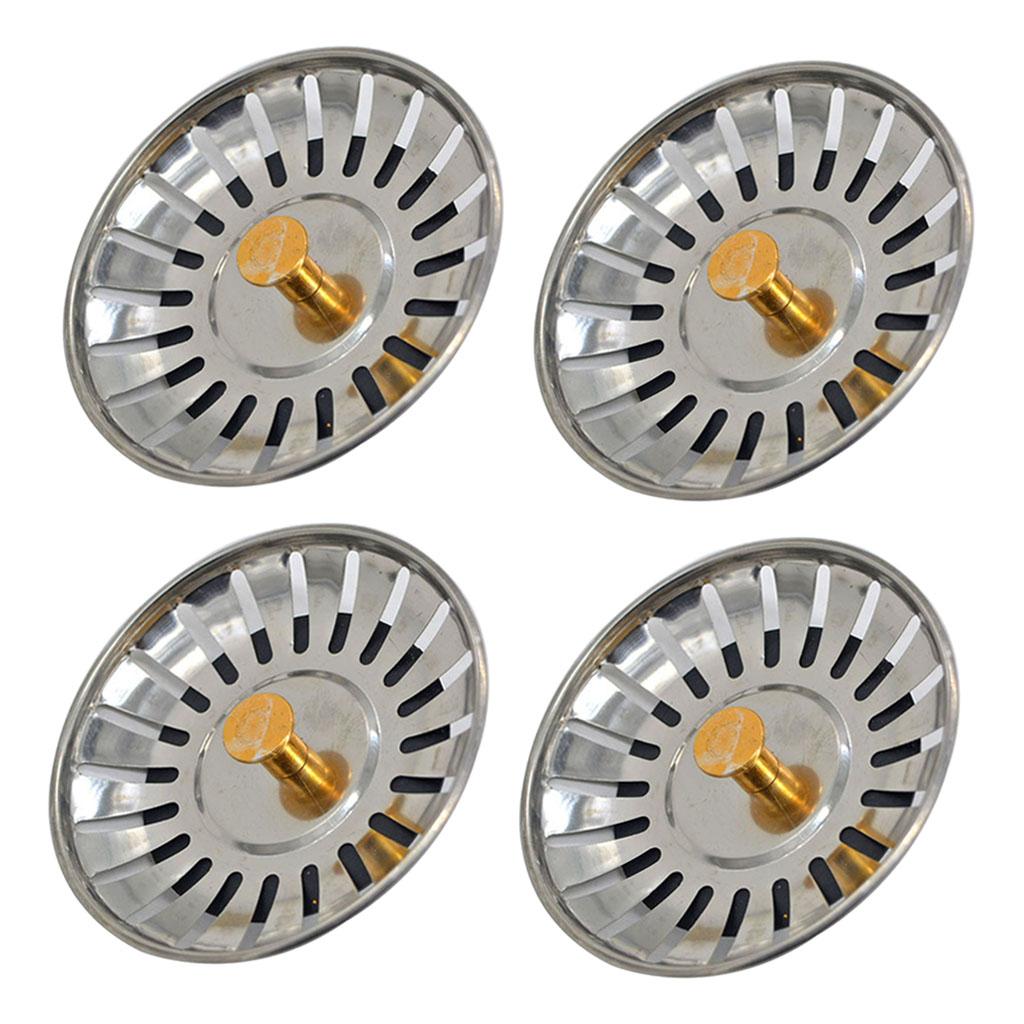 4Pack Stainless Steel Kitchen Sink Strainer Waste Plug Filter Drain Stopper