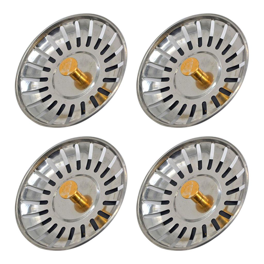 4Pack Stainless Steel Kitchen Sink Strainer Waste Plug Filter Drain Stopper