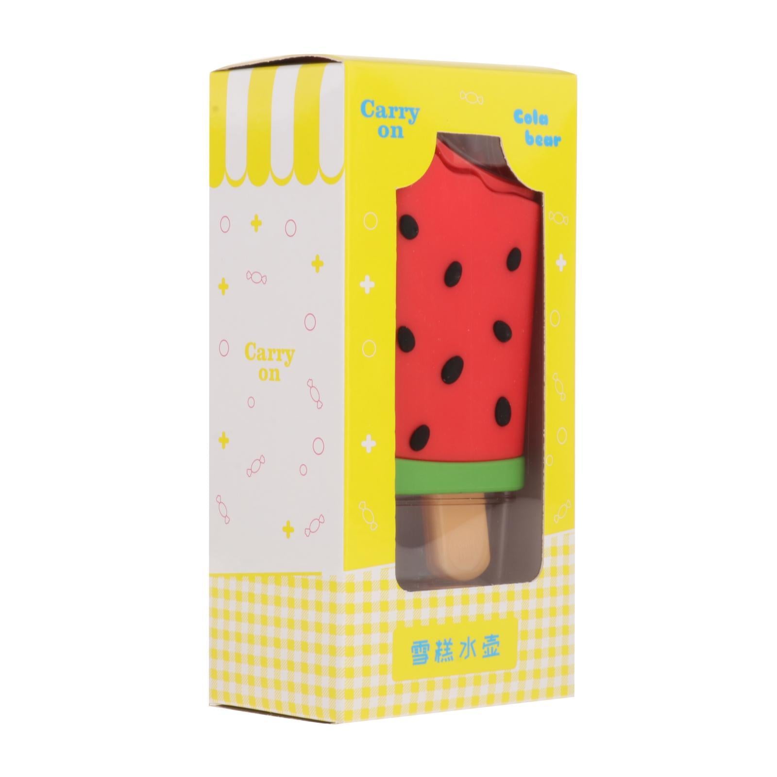 Cute Water Bottle with Straw Square Leakproof Summer for Kids for Outdoor Watermelon