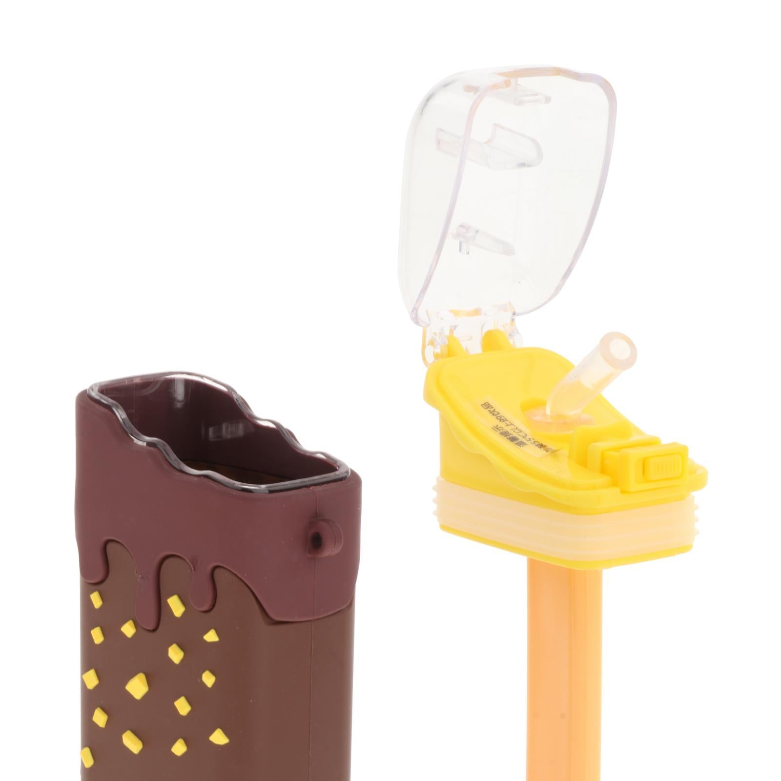 Cute Water Bottle with Straw Square Leakproof Summer for Kids for Outdoor Chocolate
