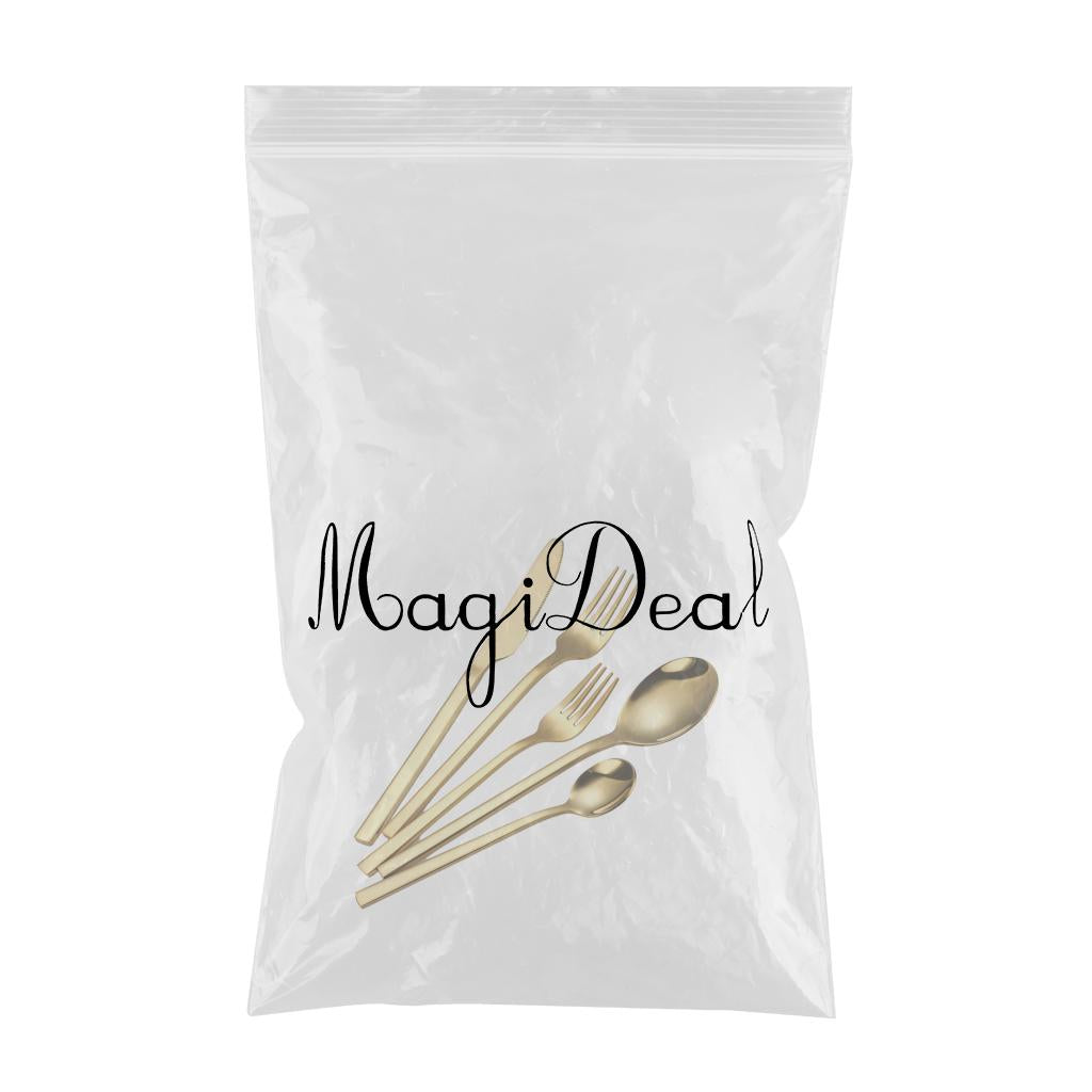 5x Glossy Tableware Cutlery Set Knife Spoon Fork Flatware Gold