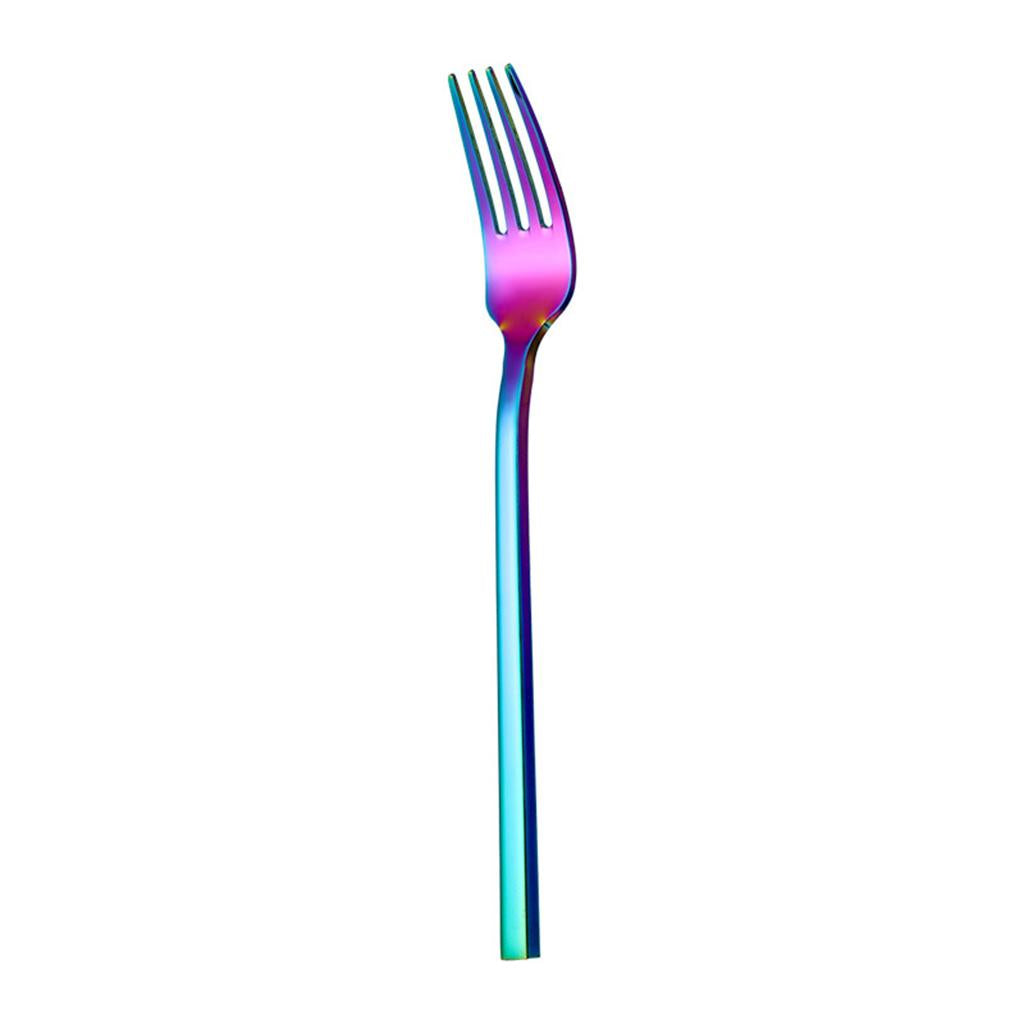 5x Glossy Tableware Cutlery Set Knife Spoon Fork Flatware Rainbow