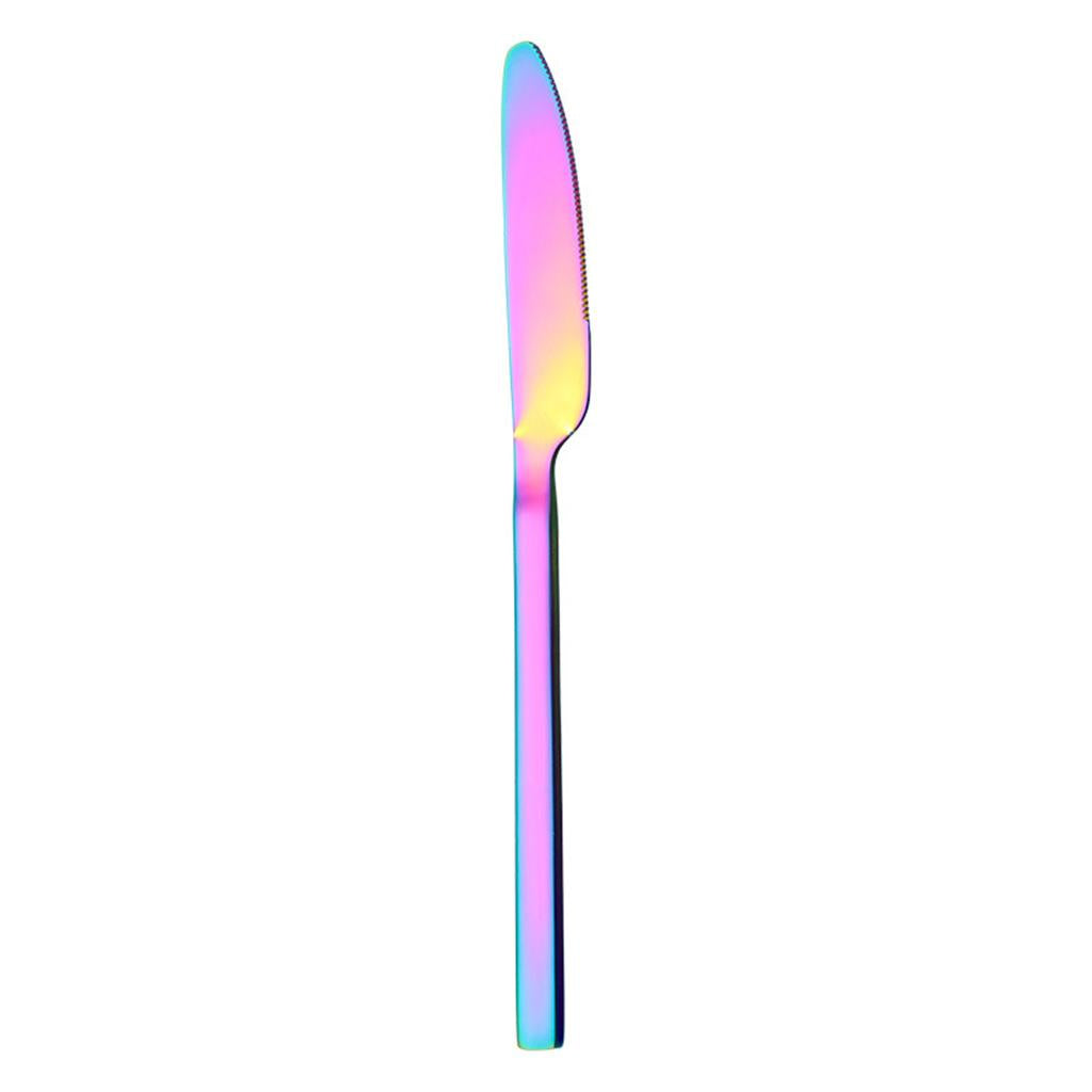 5x Glossy Tableware Cutlery Set Knife Spoon Fork Flatware Rainbow