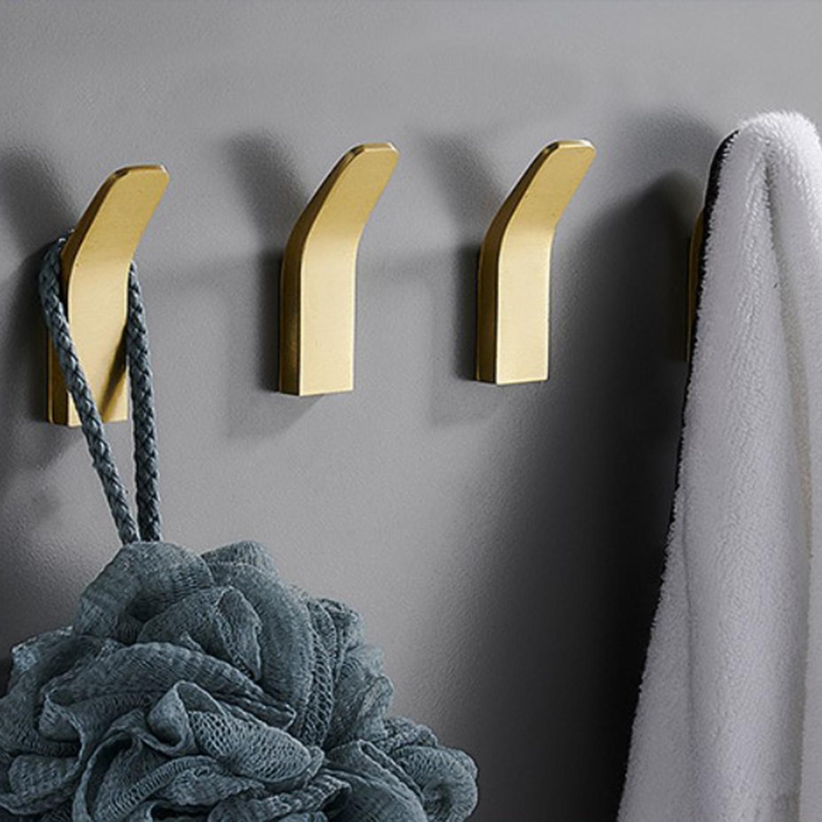 5Pcs Wall Hooks Holder Hanging Towel Sticky Hook Home Door Organizer Gold