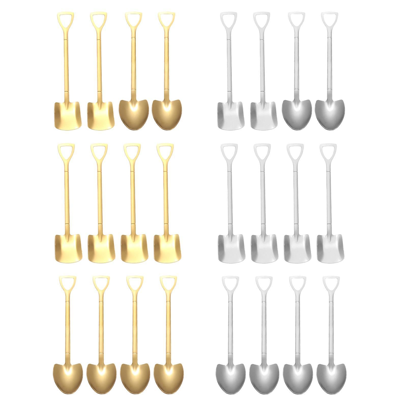 Ice Cream Spoon Coffee Spoon Cutlery Shovel Shape Stirring Scoop Flatware point silver