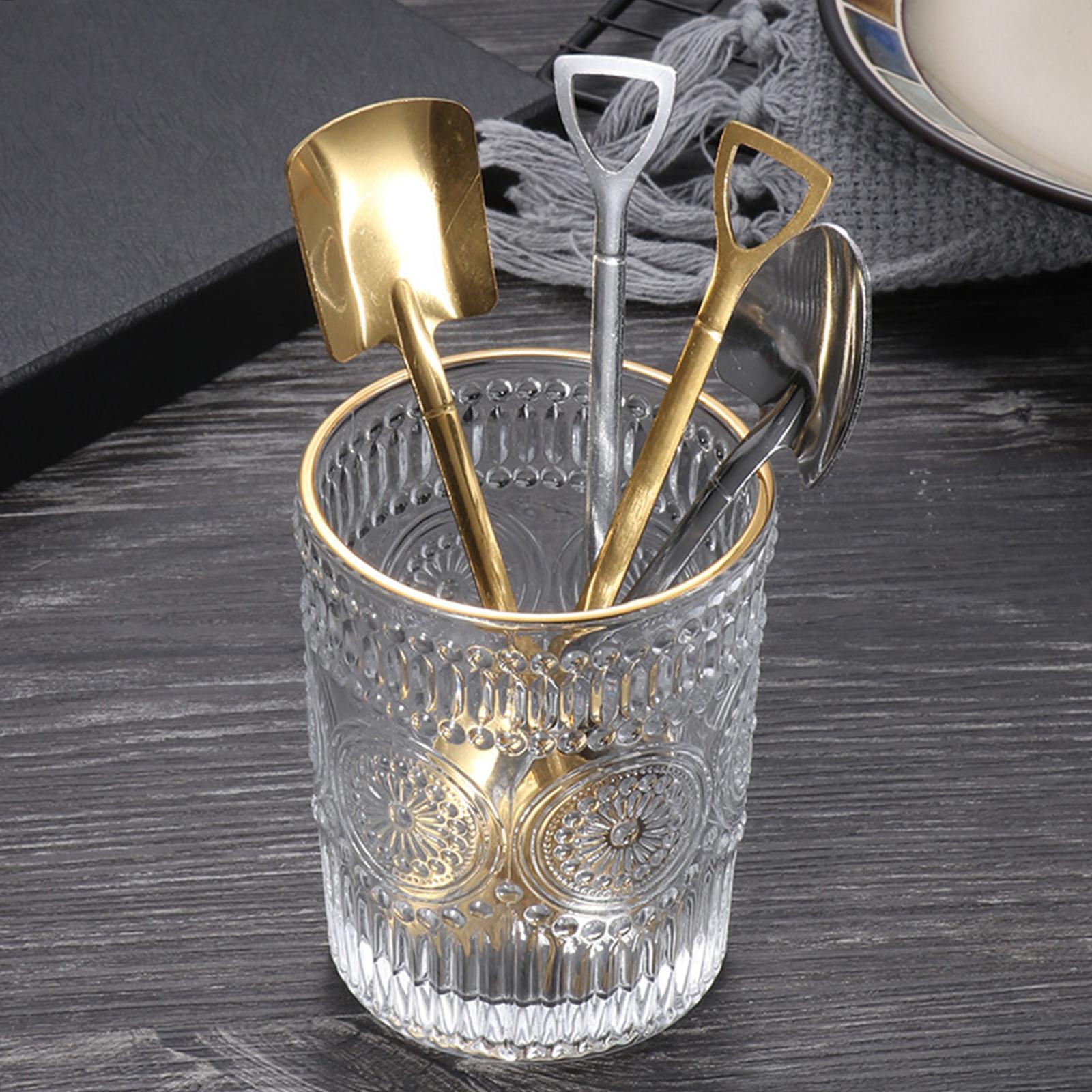 Ice Cream Spoon Coffee Spoon Cutlery Shovel Shape Stirring Scoop Flatware flat silver