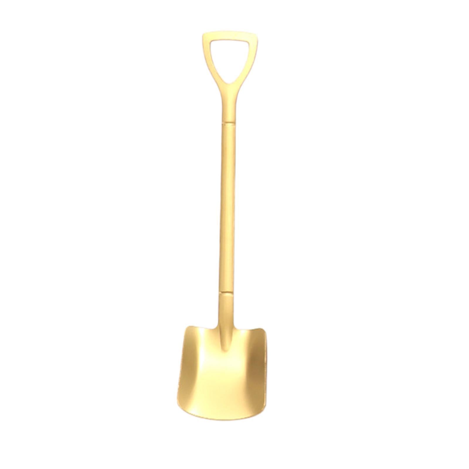 Ice Cream Spoon Coffee Spoon Cutlery Shovel Shape Stirring Scoop Flatware flat gold