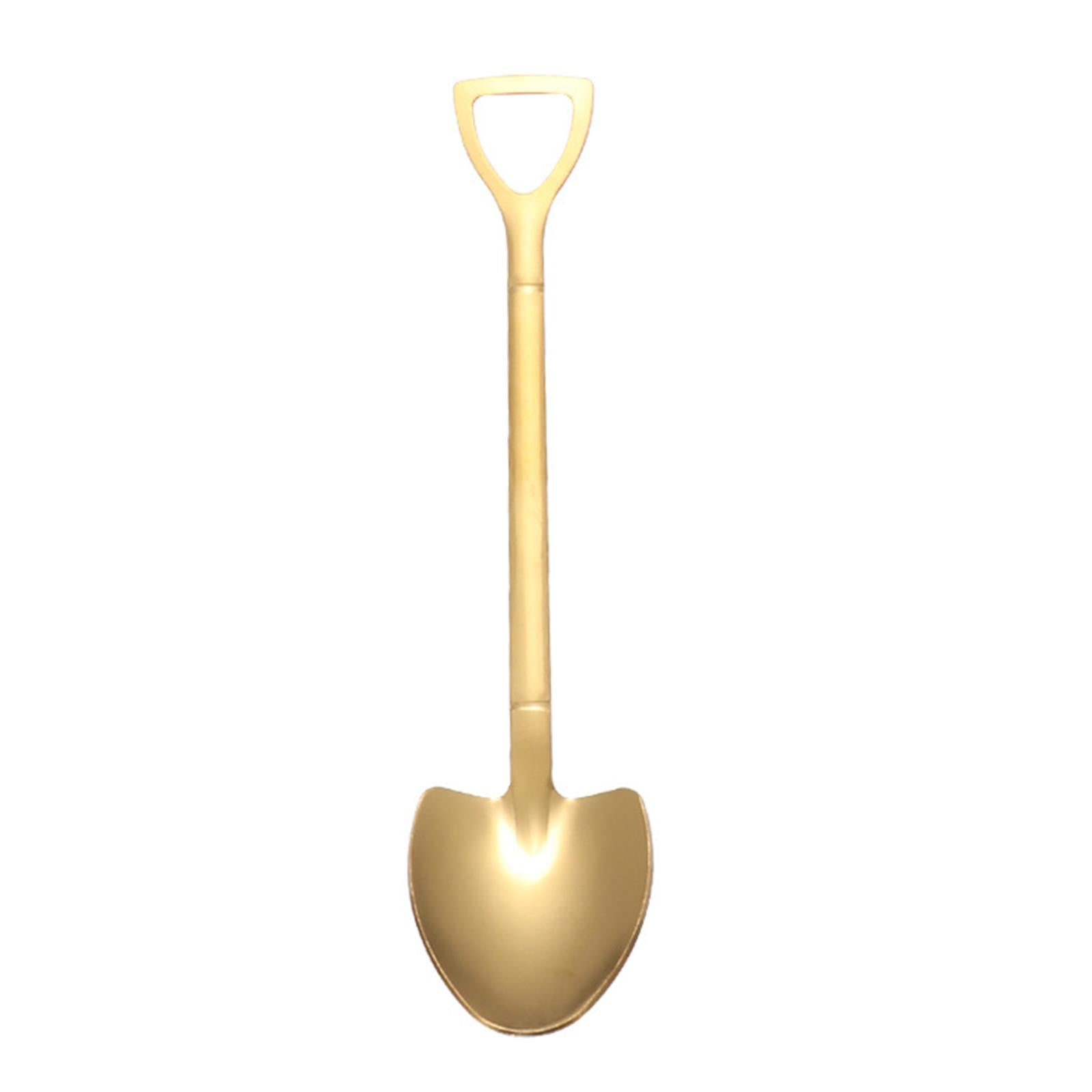 Ice Cream Spoon Coffee Spoon Cutlery Shovel Shape Stirring Scoop Flatware pointed flat gold