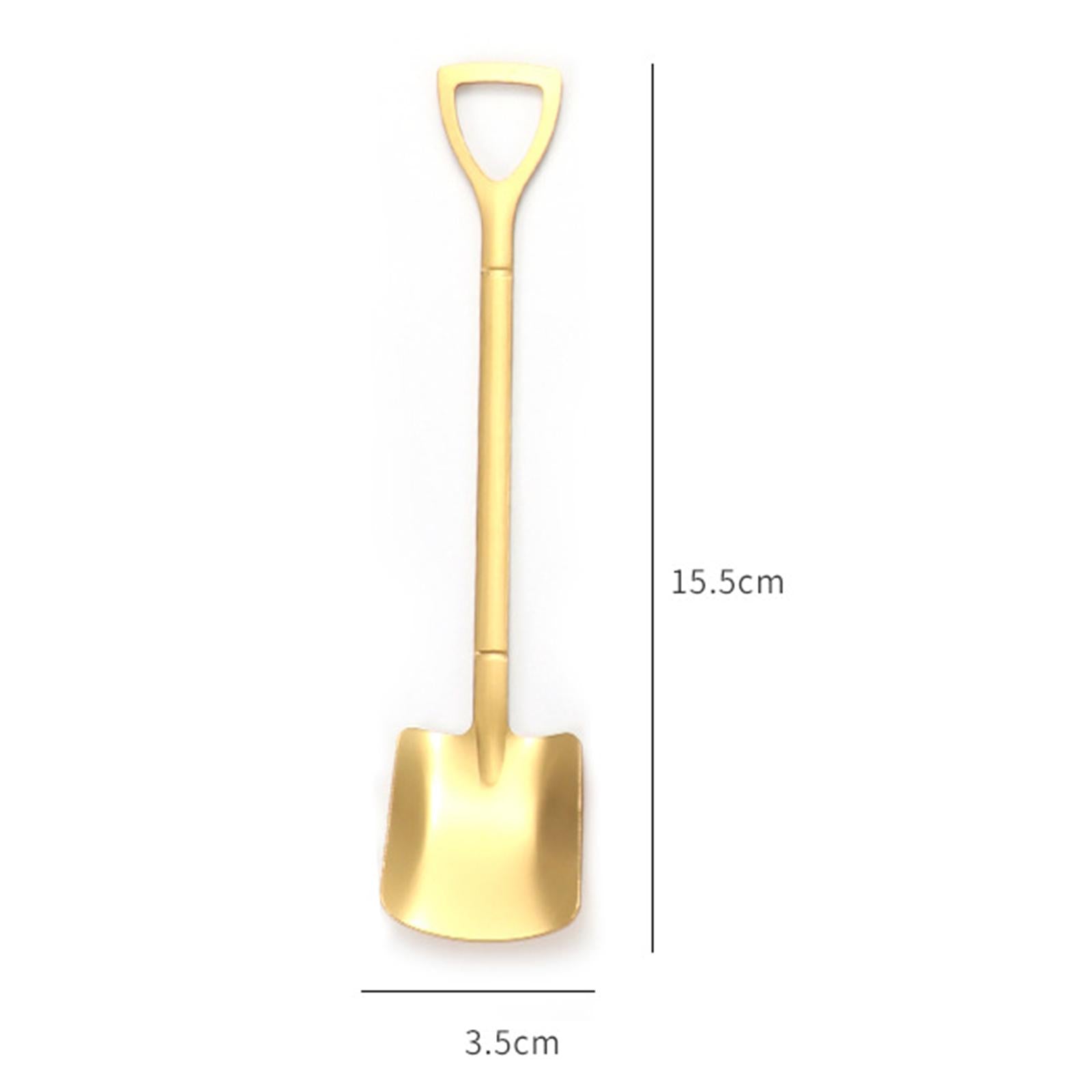 Ice Cream Spoon Coffee Spoon Cutlery Shovel Shape Stirring Scoop Flatware pointed flat gold